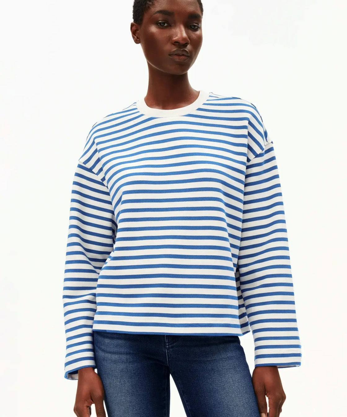 ARMEDANGELS - FRANKAA MAARLEN STRIPE Sweatshirt • undyed - dark morning - ROSA ECK Concept Store
