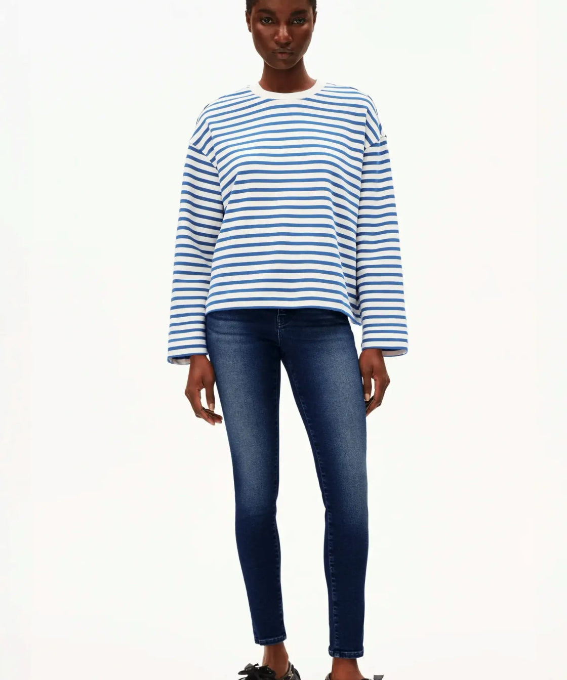 ARMEDANGELS - FRANKAA MAARLEN STRIPE Sweatshirt • undyed - dark morning - ROSA ECK Concept Store