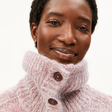 Gebürstete Mouliné-Strickjacke in Rostrot und Haferbeige von ARMEDANGELS – Ansicht 3