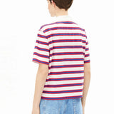 ARMEDANGELS - Gestreiftes Poloshirt • light oatmilk - mars red - dynamo blue - T-Shirt - ROSA ECK