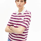 ARMEDANGELS - Gestreiftes Poloshirt • light oatmilk - mars red - dynamo blue - T-Shirt - ROSA ECK