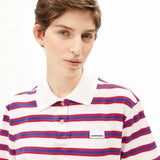 ARMEDANGELS - Gestreiftes Poloshirt • light oatmilk - mars red - dynamo blue - T-Shirt - ROSA ECK