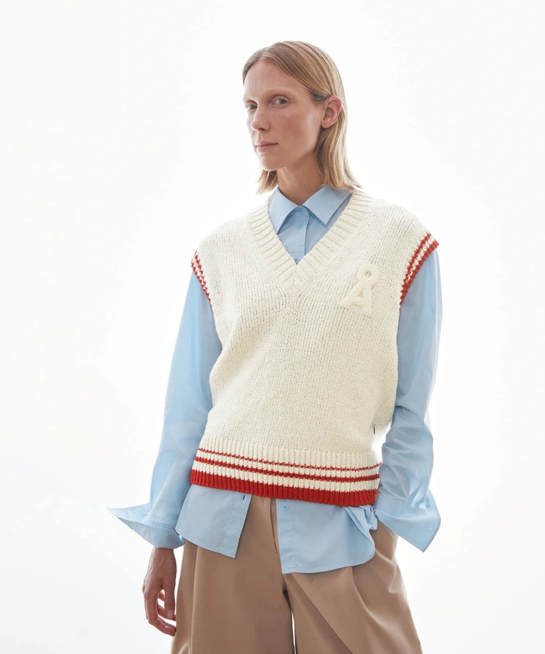 ARMEDANGELS - ICONIC Å COLLEGE Strickweste • oatmilk - mars red - Strickweste - ROSA ECK