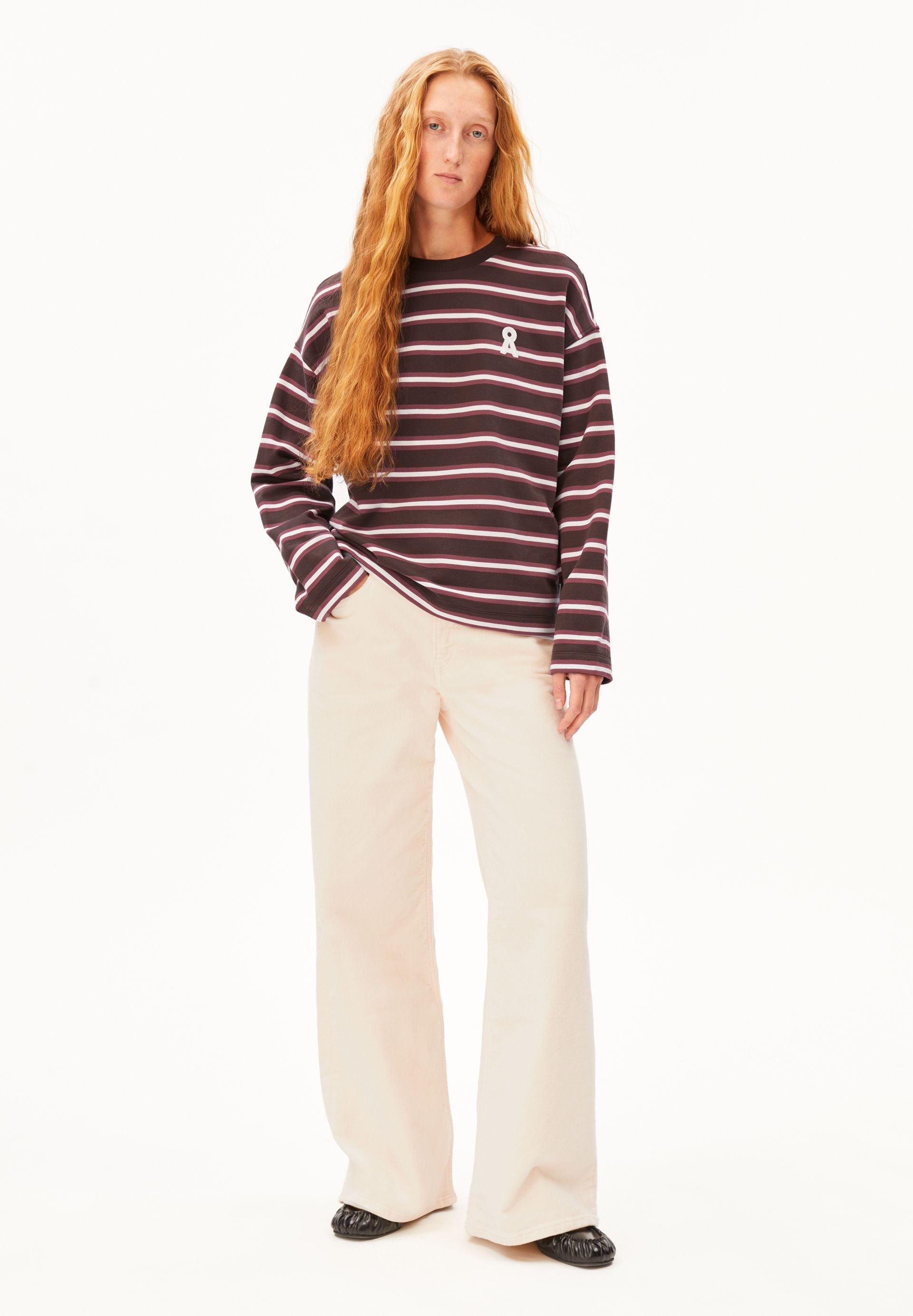 ICONIC Å FRANKAA BOLD Pullover in Dunkelbraun gestreift von ARMEDANGELS – Ansicht 5