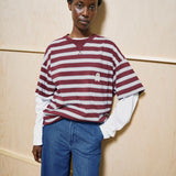 ICONIC Å Gestreiftes T-Shirt • velvet red-soft blue-undyed
