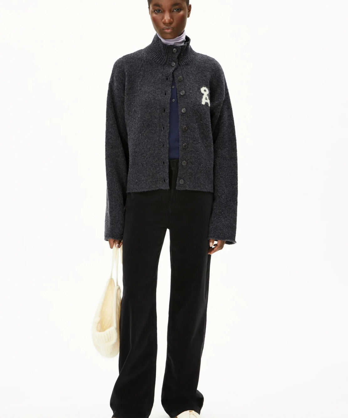 ARMEDANGELS - ICONIC Å MONALAA BOUCLÉ Strickpullover • Steel Melange Oatmilk - Pullover - ROSA ECK