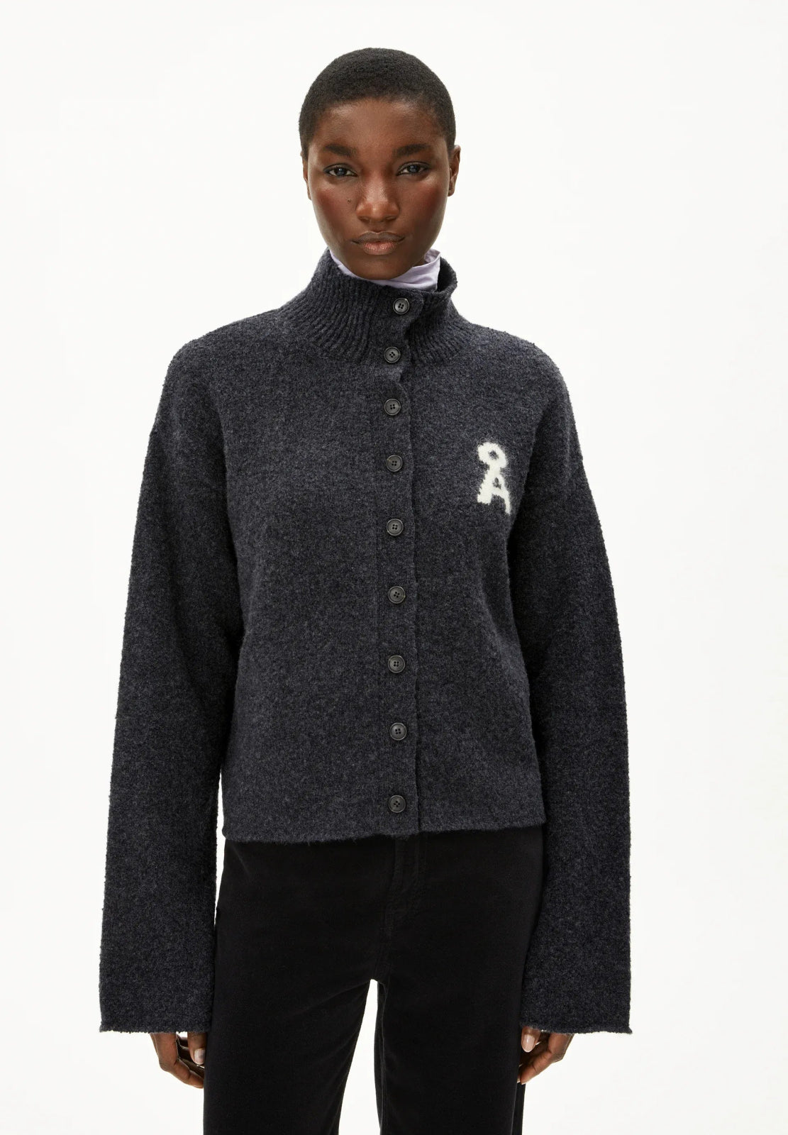 ARMEDANGELS - ICONIC Å MONALAA BOUCLÉ Strickpullover • Steel Melange Oatmilk - Pullover - ROSA ECK