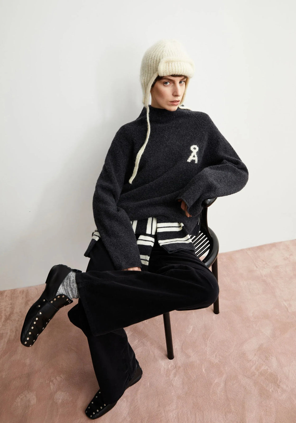 ARMEDANGELS - ICONIC Å MONALAA BOUCLÉ Strickpullover • Steel Melange Oatmilk - Pullover - ROSA ECK