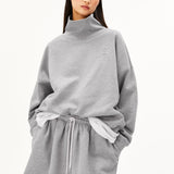 ICONIC Å OPEN EDGE Sweatshirt mit Trichterkragen in Hellgrau meliert von ARMEDANGELS – Ansicht 1