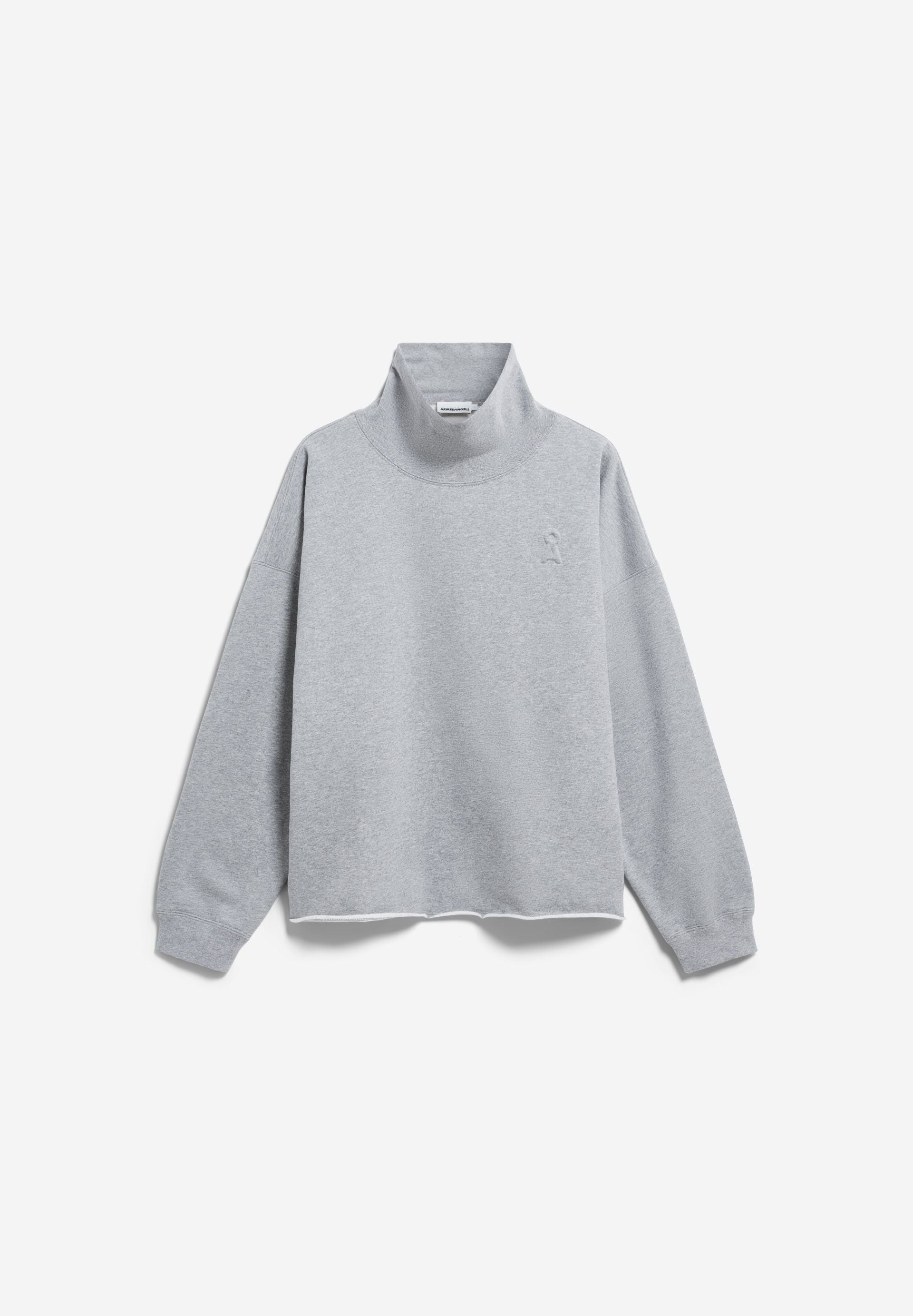 ICONIC Å OPEN EDGE Sweatshirt mit Trichterkragen in Hellgrau meliert von ARMEDANGELS – Ansicht 6