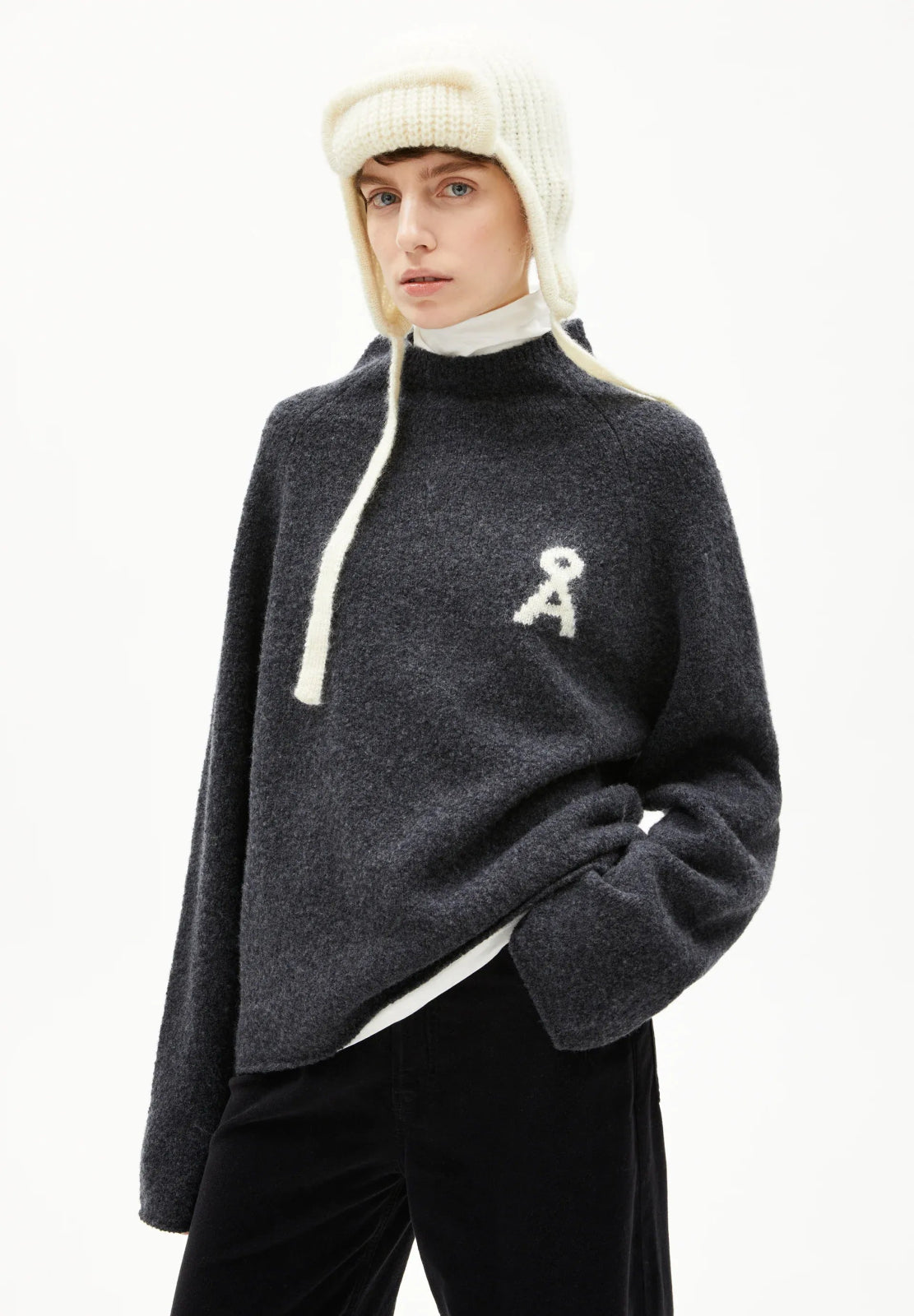 ARMEDANGELS - ICONIC Å RAMONAA BOUCLÉ Strickjacke • Steel Melange Oatmilk - Cardigan - ROSA ECK