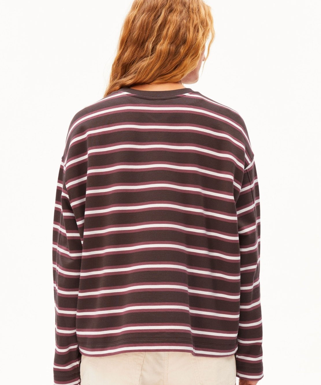 ICONIC Å FRANKAA BOLD Pullover in Dunkelbraun gestreift von ARMEDANGELS – Ansicht 2