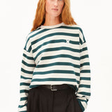 ICONIC Å FRANKAA BOLD Pullover in Dunkelblau und Naturweiß gestreift von ARMEDANGELS – Ansicht 1