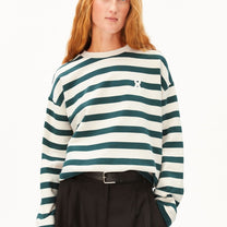 ICONIC Å FRANKAA BOLD Pullover in Dunkelblau und Naturweiß gestreift von ARMEDANGELS – Ansicht 1