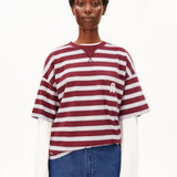ARMEDANGELS - ICONIC Å Gestreiftes T-Shirt • velvet red-soft blue-undyed - ROSA ECK