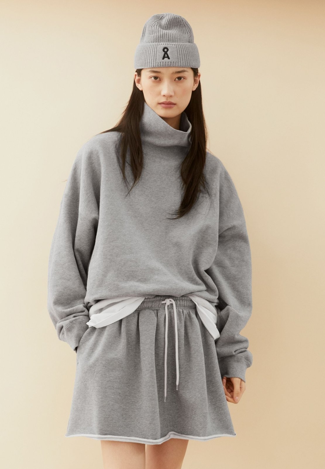 ICONIC Å OPEN EDGE Sweatshirt mit Trichterkragen in Hellgrau meliert von ARMEDANGELS – Ansicht 4