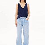 ARMEDANGELS - Jersey Top mit V - Ausschnitt • tinted navy - ROSA ECK
