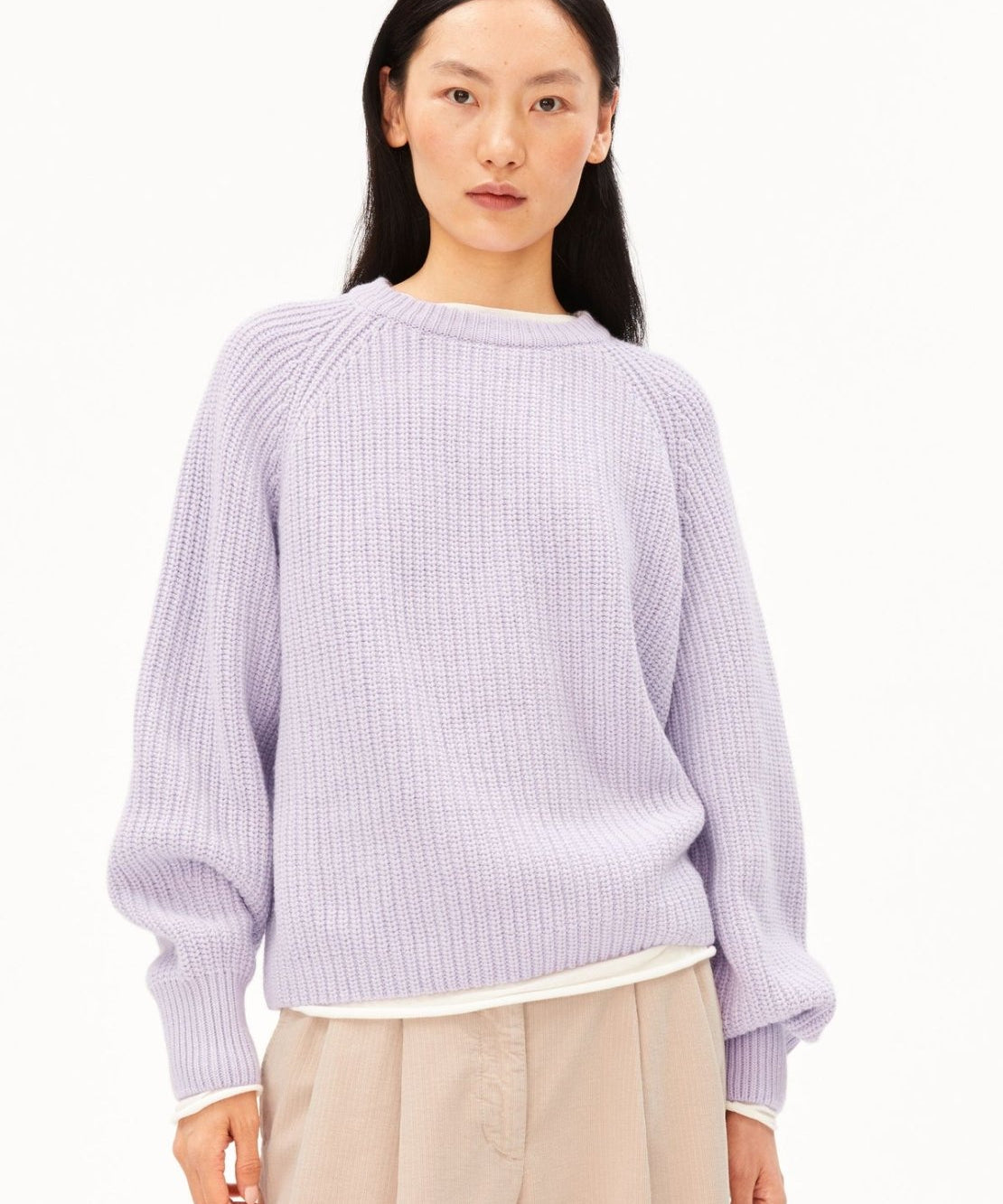 ARMEDANGELS - KAAGI Rippstrick-Pullover • moonlit lilac - ROSA ECK