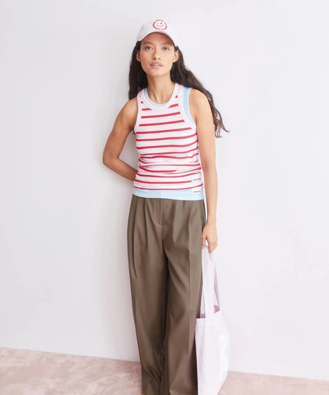 ARMEDANGELS - KANITAA Gestreiftes Ripp - Top • pink mist - mars red - Top - ROSA ECK