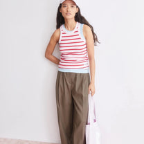 ARMEDANGELS - KANITAA Gestreiftes Ripp - Top • pink mist - mars red - Top - ROSA ECK