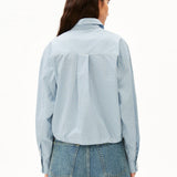 ARMEDANGELS - Karierte Bluse mit Kordelzug • skylight-oatmilk - ROSA ECK