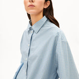 ARMEDANGELS - Karierte Bluse mit Kordelzug • skylight-oatmilk - ROSA ECK