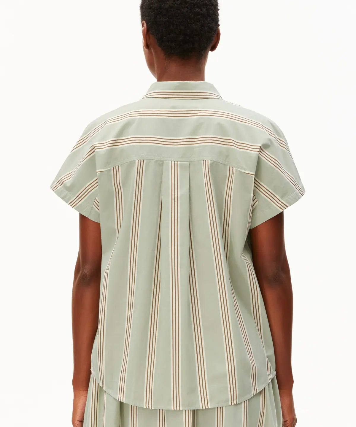 ARMEDANGELS - LARISAANA Popelin Bluse mit Streifen • foam - light oatmilk - dried palm - ROSA ECK