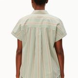 ARMEDANGELS - LARISAANA Popelin Bluse mit Streifen • foam - light oatmilk - dried palm - ROSA ECK