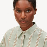 ARMEDANGELS - LARISAANA Popelin Bluse mit Streifen • foam - light oatmilk - dried palm - ROSA ECK