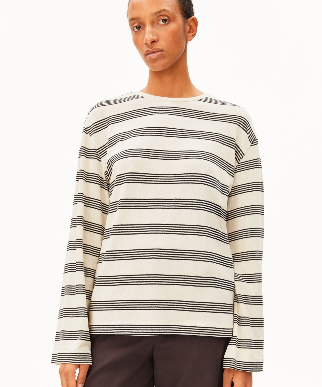 MARYNAA FINE STRIPE Langarmshirt oatmilk-black von ARMEDANGELS
