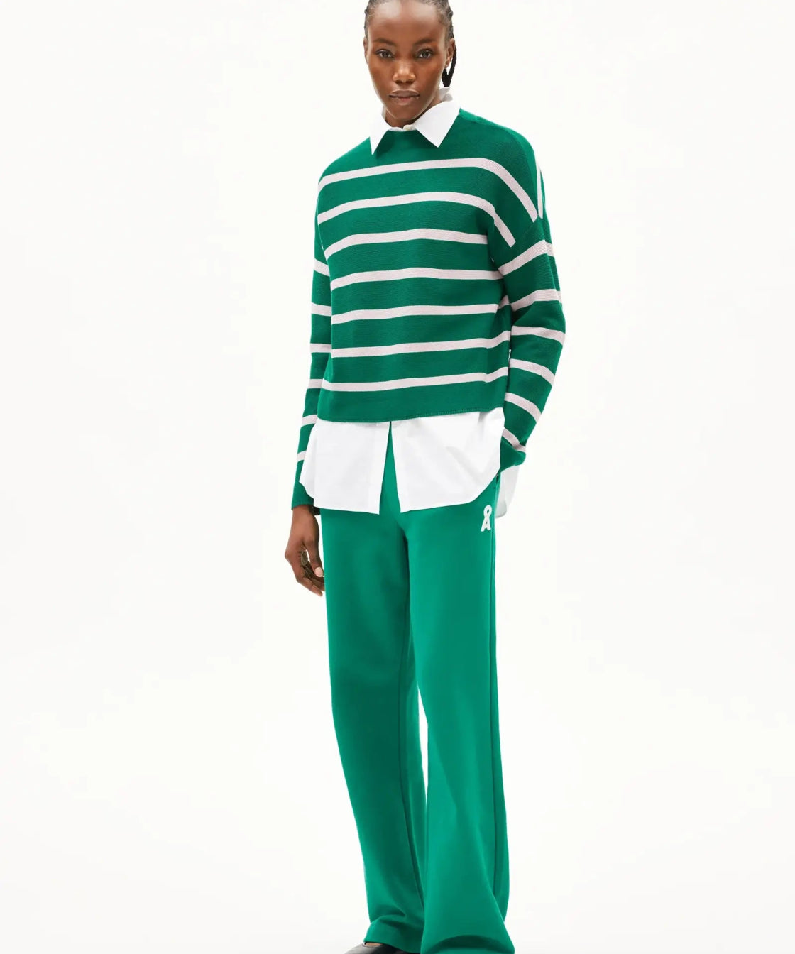 ARMEDANGELS - MERINAA STRIPES Strickpullover • emerald green - ice grape - ROSA ECK Concept Store