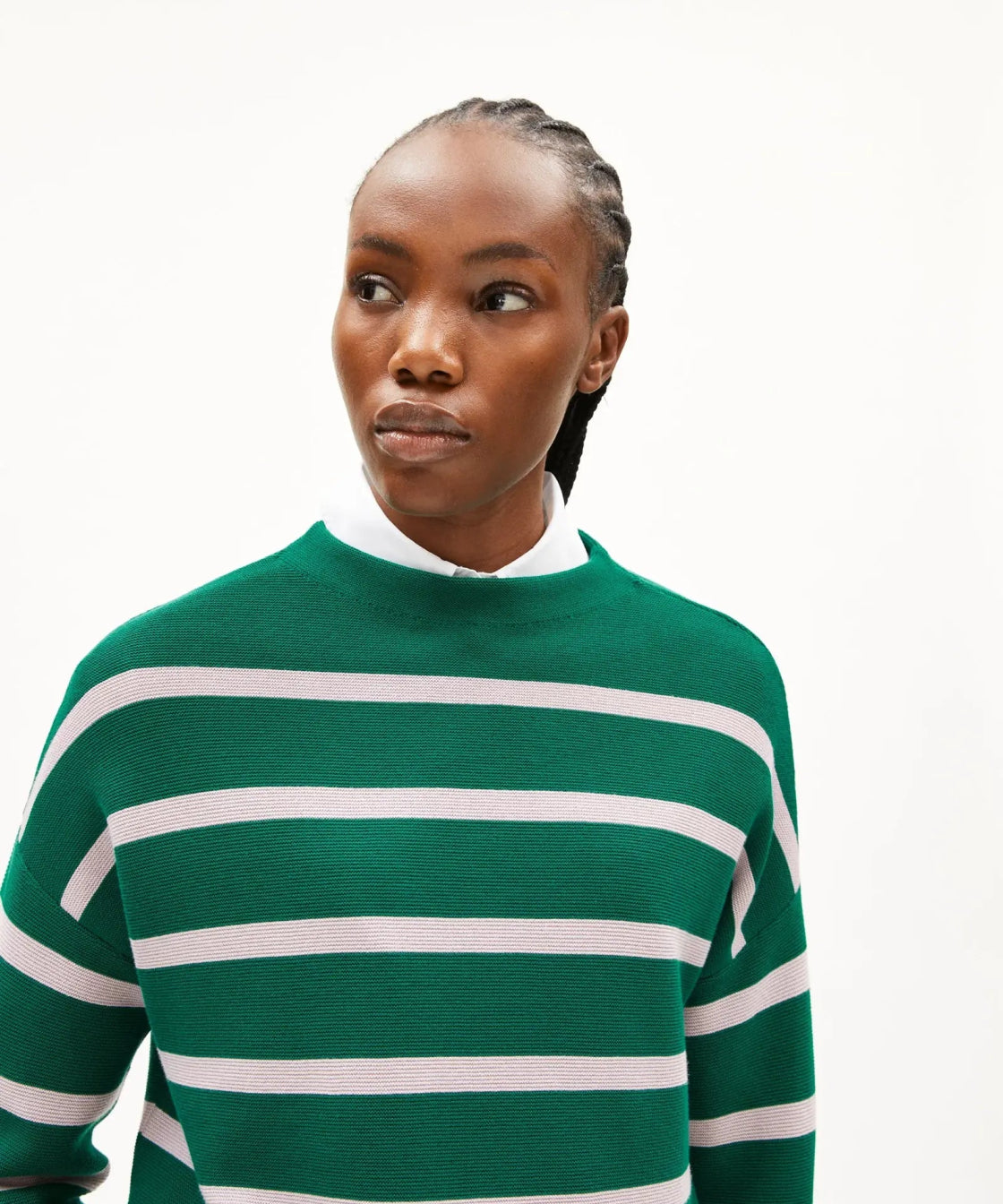 ARMEDANGELS - MERINAA STRIPES Strickpullover • emerald green - ice grape - ROSA ECK Concept Store