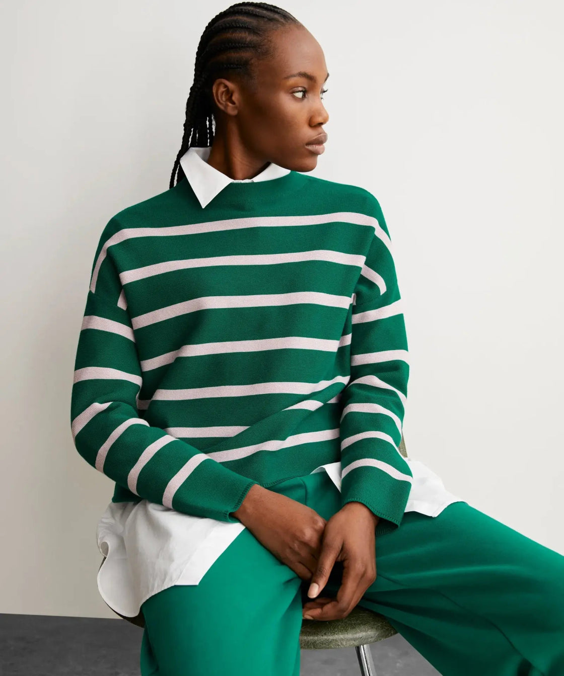 ARMEDANGELS - MERINAA STRIPES Strickpullover • emerald green - ice grape - ROSA ECK Concept Store