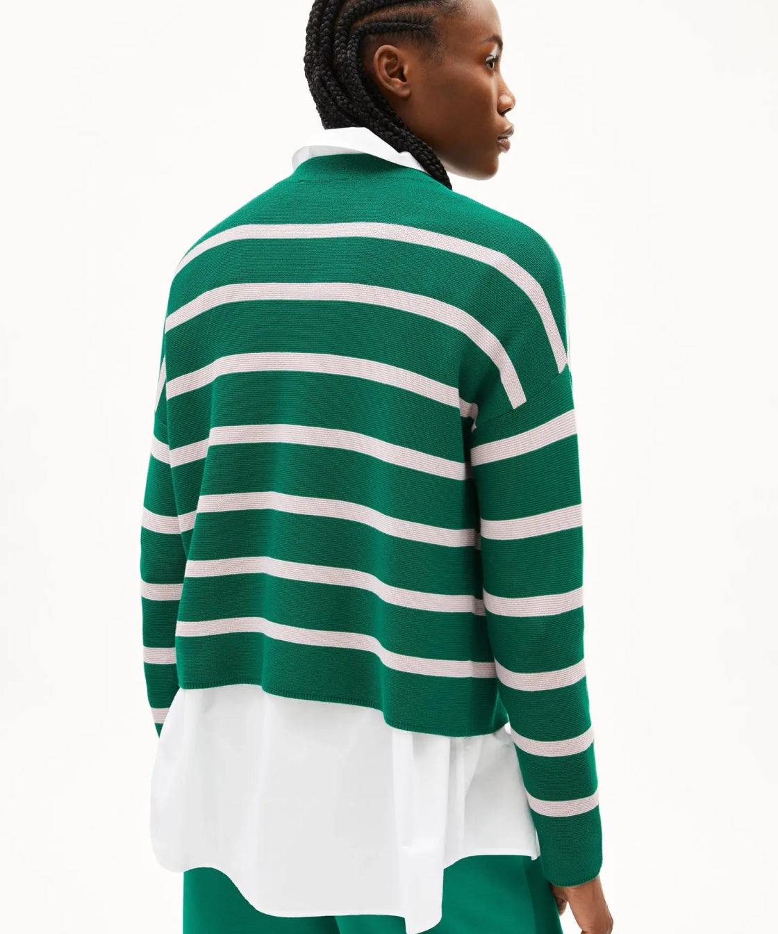 ARMEDANGELS - MERINAA STRIPES Strickpullover • emerald green - ice grape - ROSA ECK Concept Store