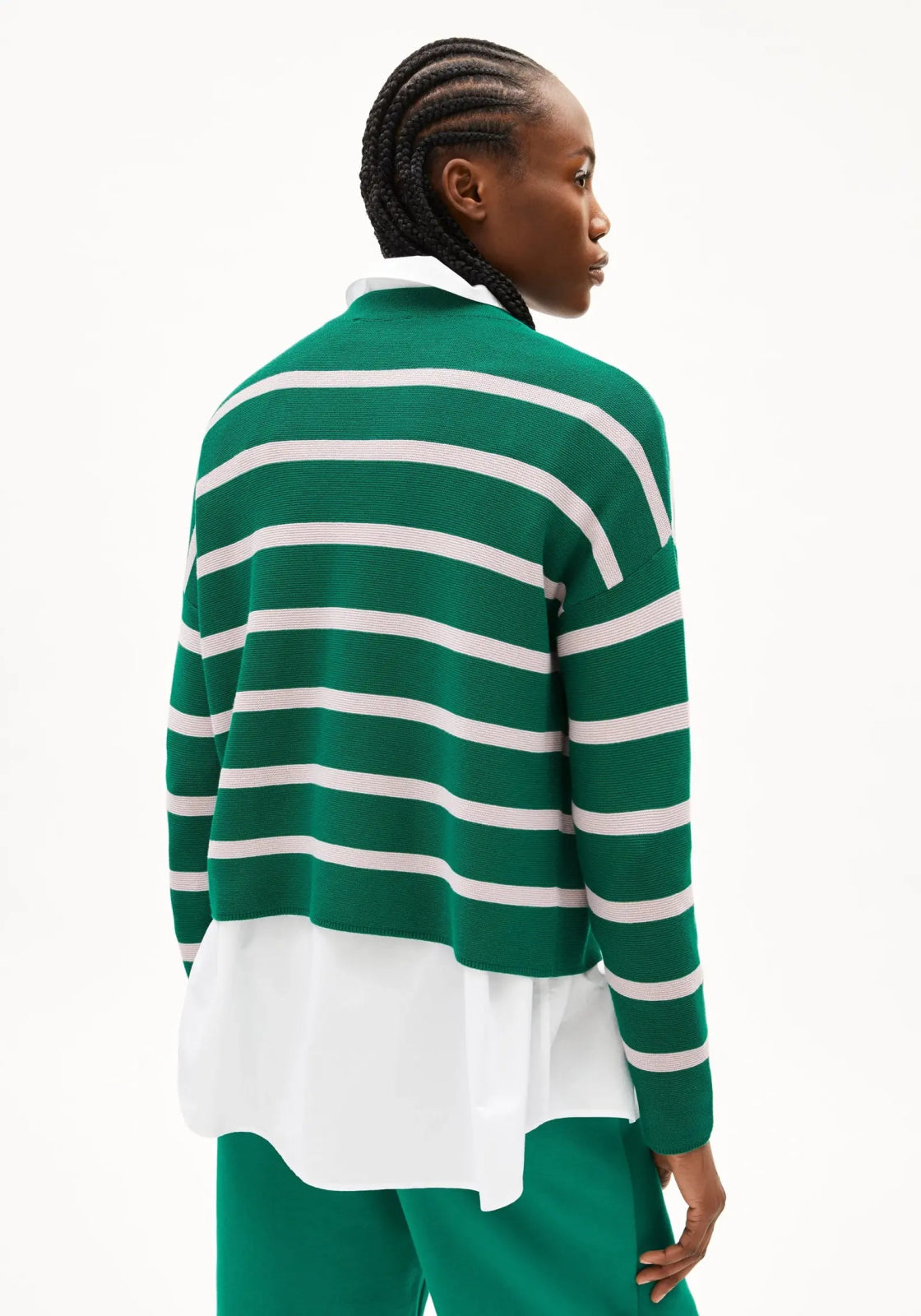 ARMEDANGELS - MERINAA STRIPES Strickpullover • emerald green - ice grape - ROSA ECK Concept Store