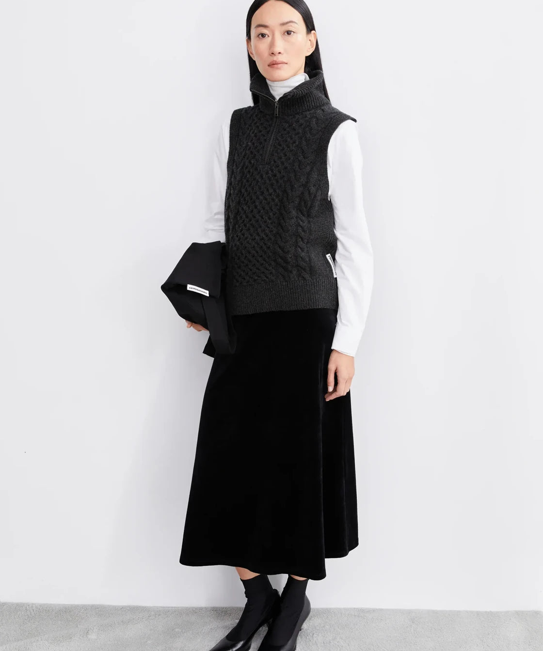 ARMEDANGELS - OLAIAAS CABLE Top • steel melange - Top - ROSA ECK