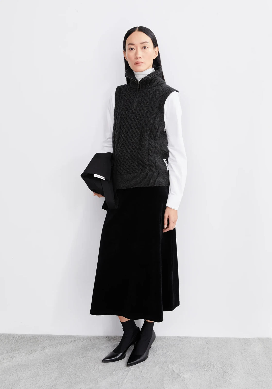 ARMEDANGELS - OLAIAAS CABLE Top • steel melange - Top - ROSA ECK