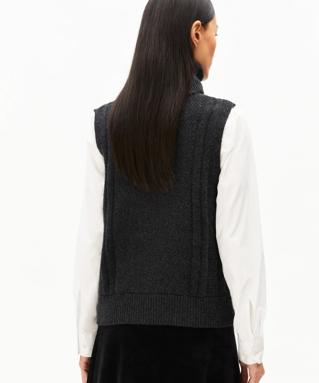 ARMEDANGELS - OLAIAAS CABLE Top • steel melange - Top - ROSA ECK