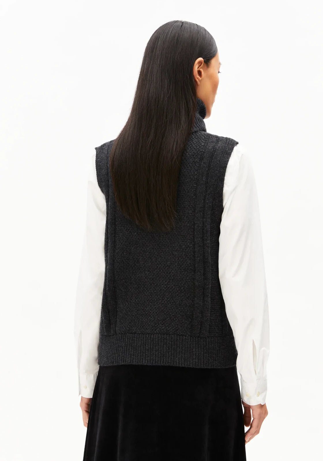 ARMEDANGELS - OLAIAAS CABLE Top • steel melange - Top - ROSA ECK