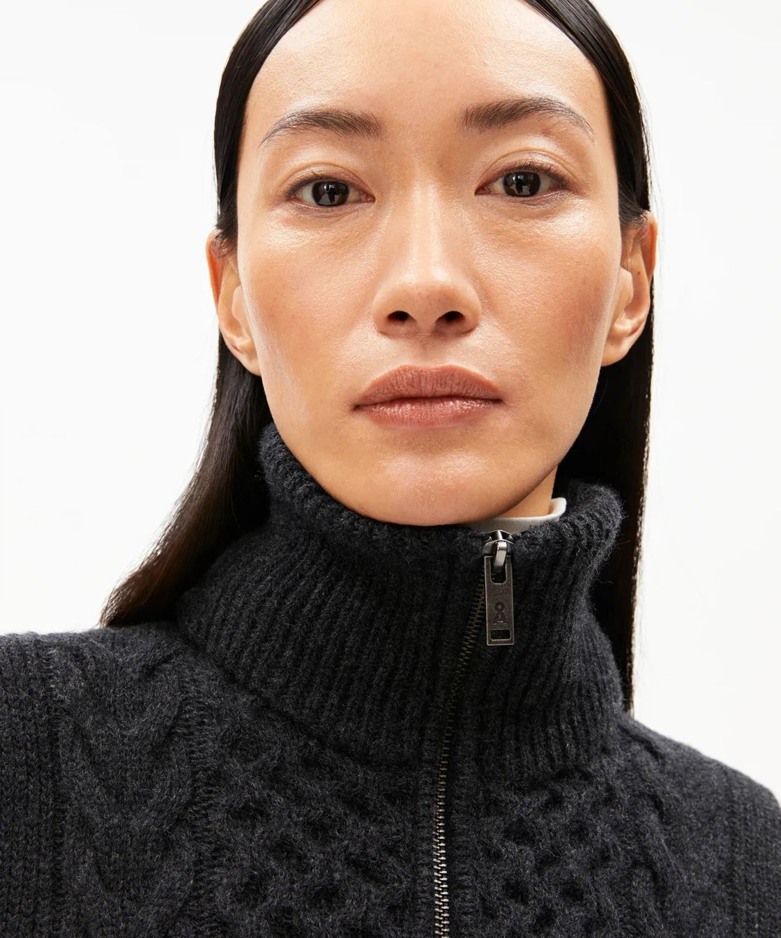 ARMEDANGELS - OLAIAAS CABLE Top • steel melange - Top - ROSA ECK