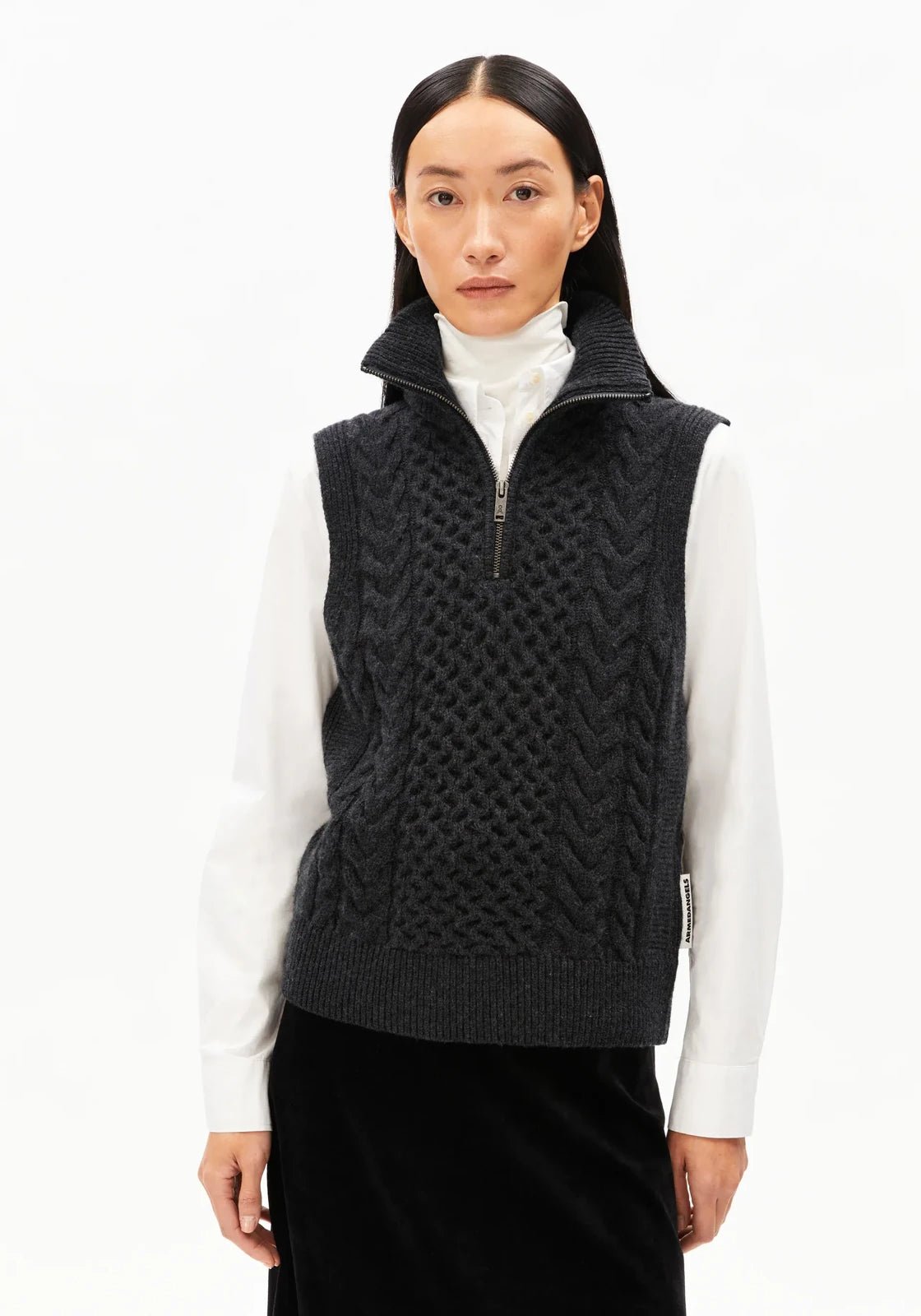 ARMEDANGELS - OLAIAAS CABLE Top • steel melange - Top - ROSA ECK