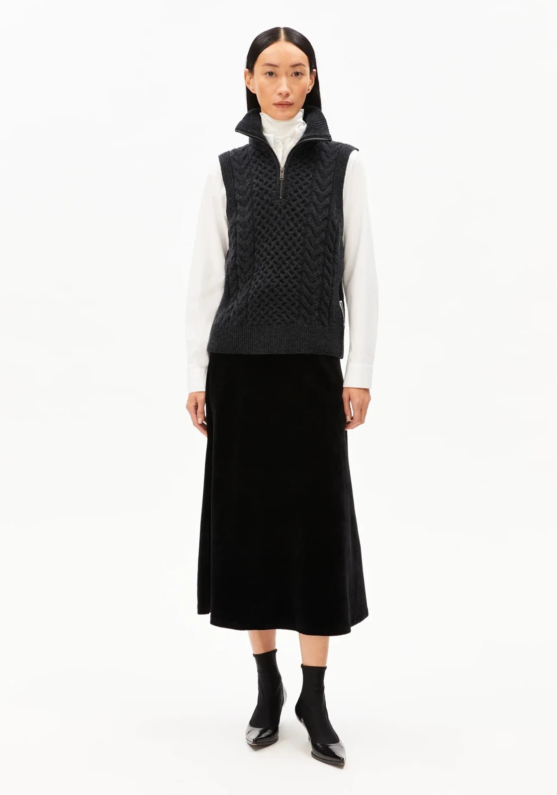 ARMEDANGELS - OLAIAAS CABLE Top • steel melange - Top - ROSA ECK