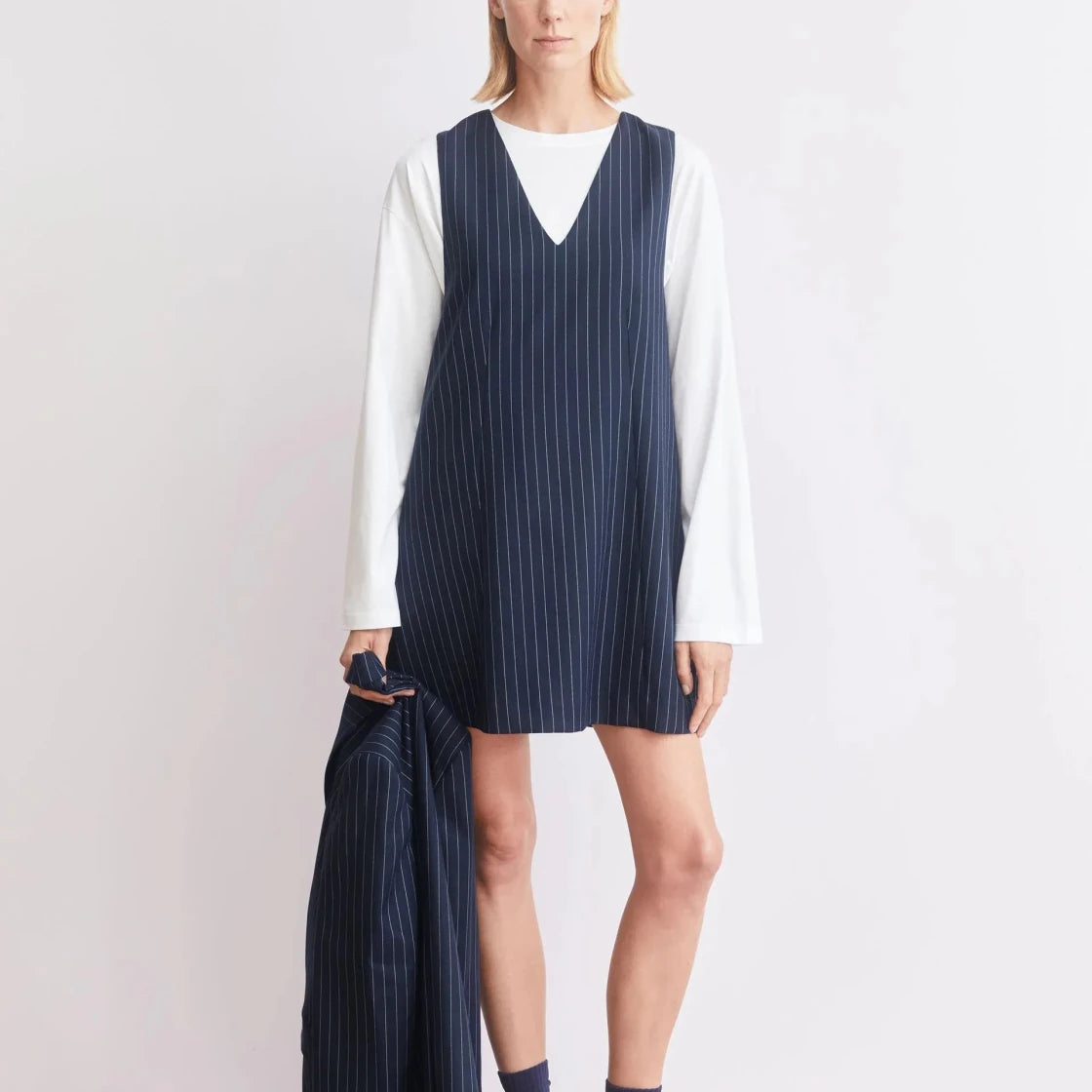 ARMEDANGELS - PINAAFO Nadelstreifenkleid • night sky - white - Kleid - ROSA ECK