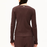 Pointelle Pyjama-Langarmshirt in Dunkelbraun von ARMEDANGELS – Ansicht 4
