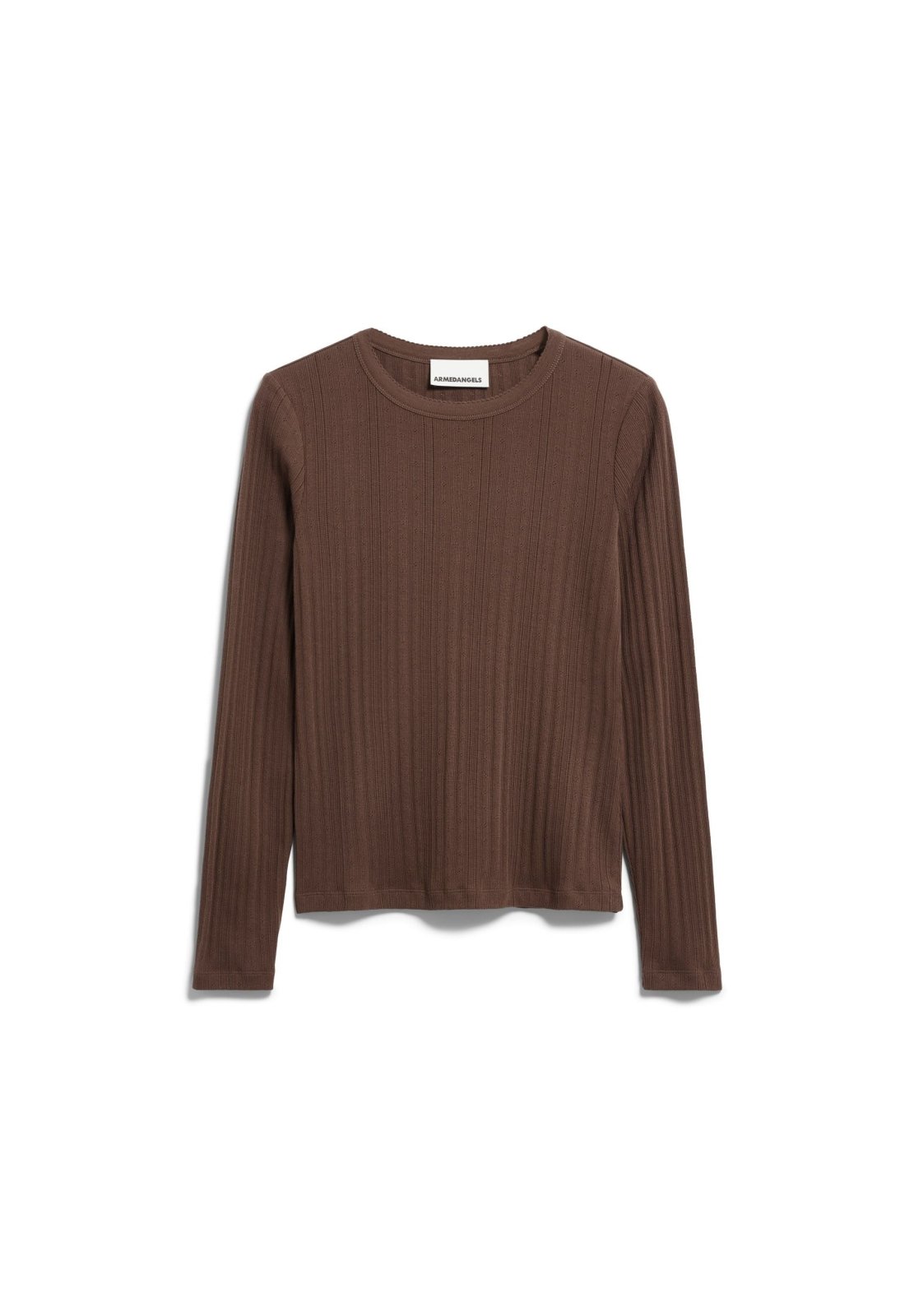 Pointelle Pyjama-Langarmshirt in Dunkelbraun von ARMEDANGELS – Ansicht 1