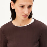 Pointelle Pyjama-Langarmshirt in Dunkelbraun von ARMEDANGELS – Ansicht 5