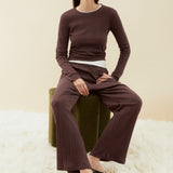 Pointelle Pyjama-Langarmshirt in Dunkelbraun von ARMEDANGELS – Ansicht 6