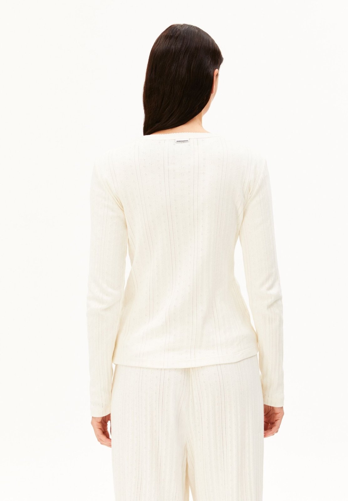 Pointelle Pyjama-Langarmshirt in Cremebeige von ARMEDANGELS – Ansicht 4