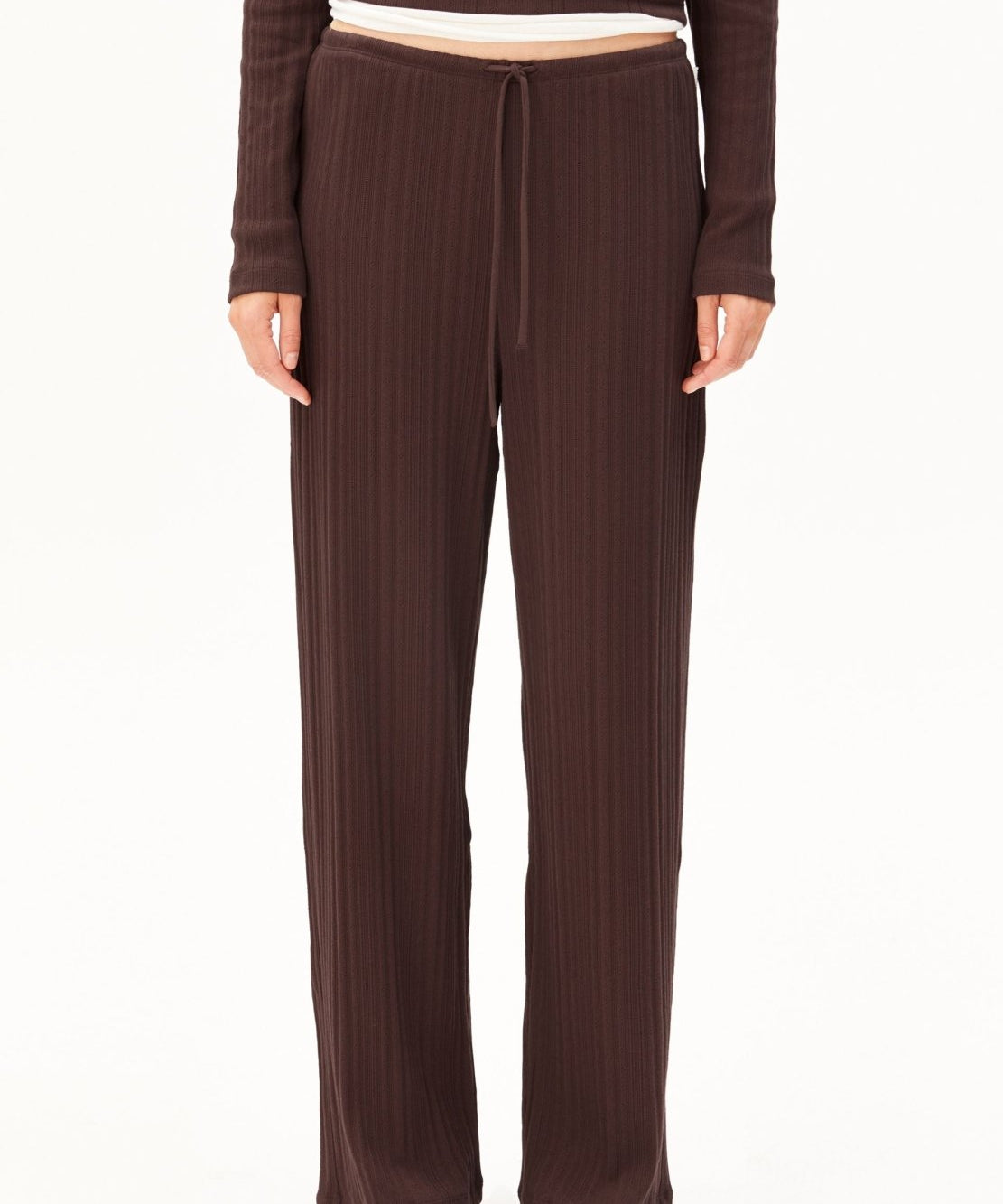 Pointelle Pyjamahose in Dunkelbraun von ARMEDANGELS – Ansicht 3