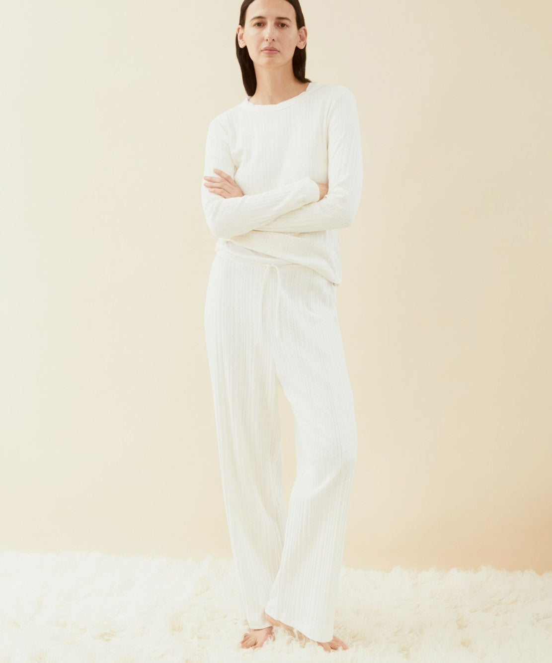 Pointelle Pyjamahose in Cremebeige von ARMEDANGELS – Ansicht 6